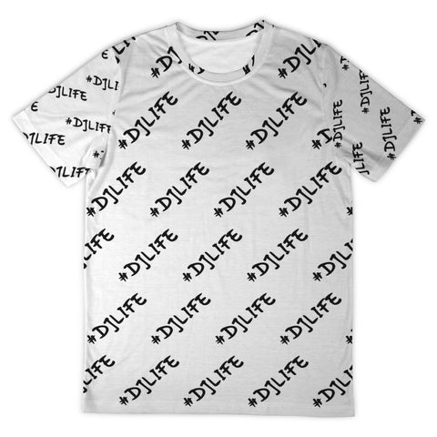#DJLIFE White All Over Print T-Shirt