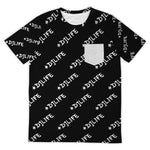 Black #DJLIFE All Over Print Pocket T-Shirt