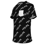 Black #DJLIFE All Over Print Pocket T-Shirt