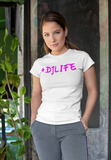 #DJLIFE White T-Shirt (Pink Letters)