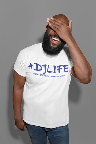 #DJLIFE White Promo Tee w/Blue Letters
